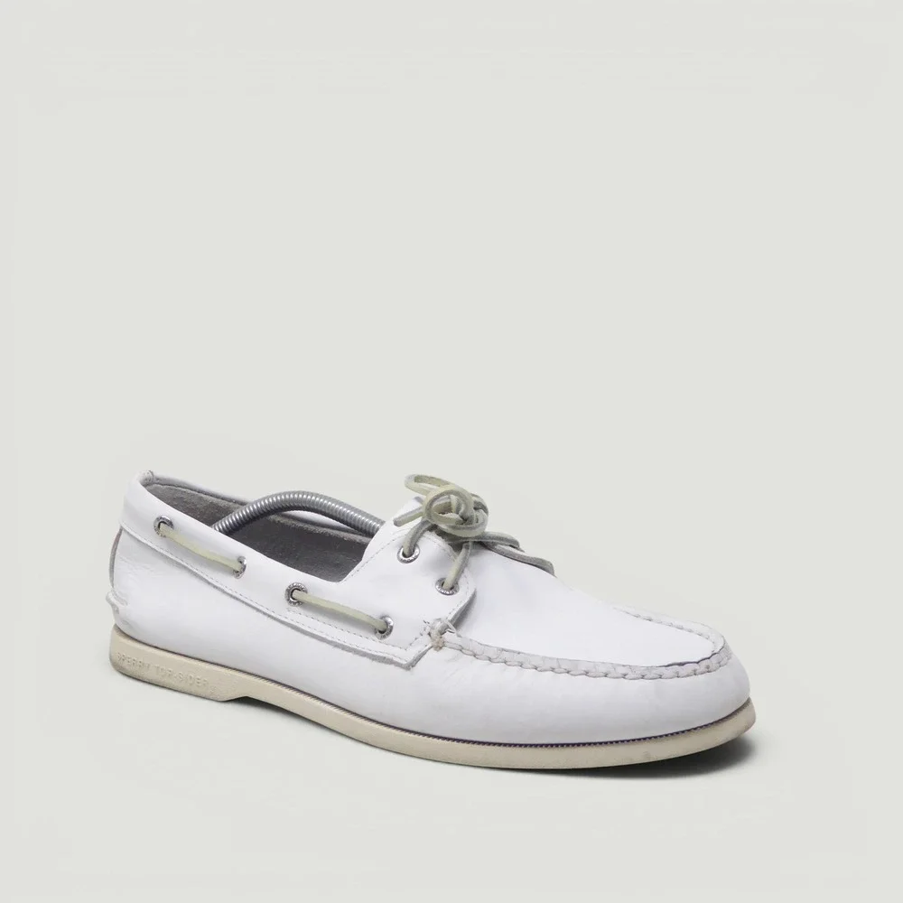 Sperry Mens Authentic Original Boat Shoes White Leather STS11986 Size 12